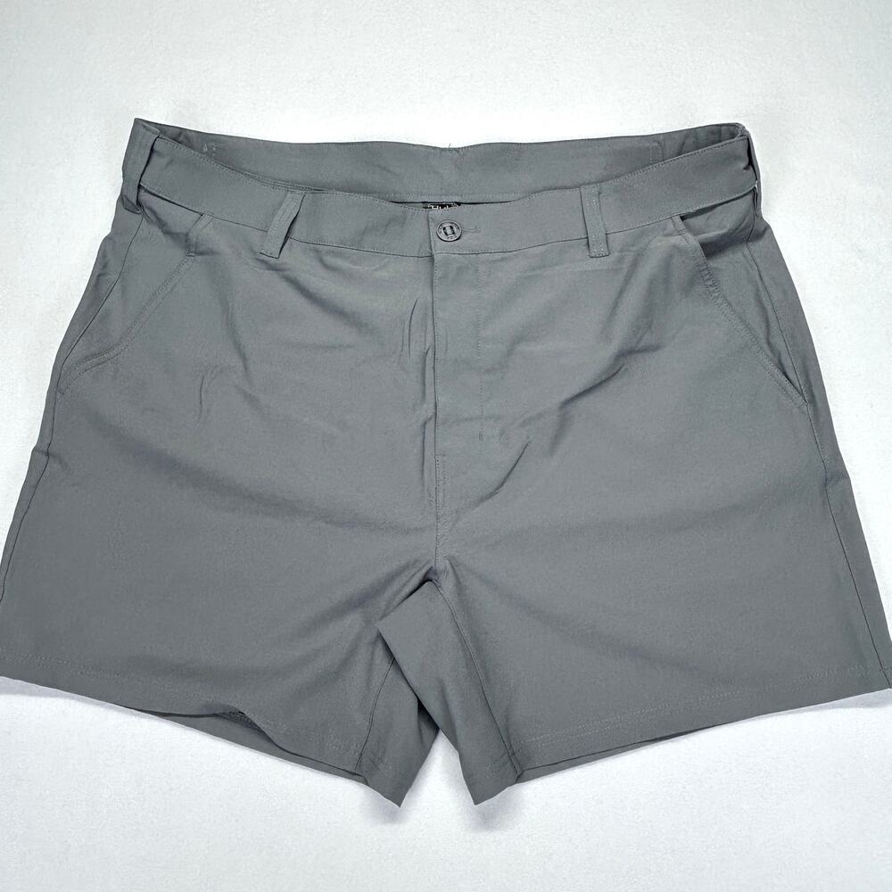Huk Pursuit Mens XXL 6" Inseam Gray Chino Shorts 43x6 Elastic Waist Fishing Camp